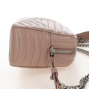 PRADA Chain Shoulder Bag Leather Beige Silver Auth 213290V-5