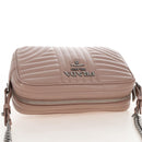 PRADA Chain Shoulder Bag Leather Beige Silver Auth 213290V-6