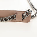 PRADA Chain Shoulder Bag Leather Beige Silver Auth 213290V-8