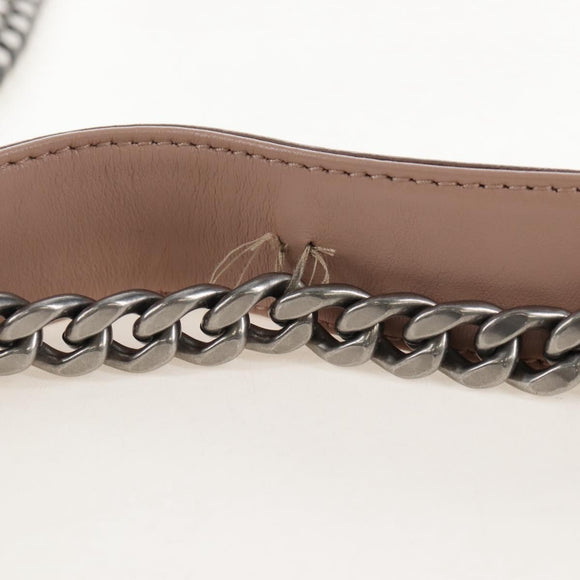 PRADA Chain Shoulder Bag Leather Beige Silver Auth 213290V
