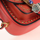 Miu Miu Madras Shoulder Bag Leather Orange Gold Auth 213292M-11