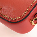 Miu Miu Madras Shoulder Bag Leather Orange Gold Auth 213292M-14