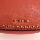 Miu Miu Madras Shoulder Bag Leather Orange Gold Auth 213292M-15