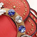 Miu Miu Madras Shoulder Bag Leather Orange Gold Auth 213292M-18