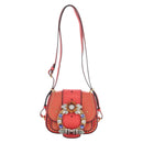 Miu Miu Madras Shoulder Bag Leather Orange Gold Auth 213292M-2
