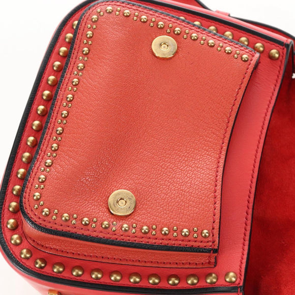 Miu Miu Madras Shoulder Bag Leather Orange Gold Auth 213292M
