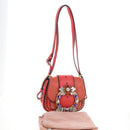 Miu Miu Madras Shoulder Bag Leather Orange Gold Auth 213292M-32