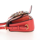 Miu Miu Madras Shoulder Bag Leather Orange Gold Auth 213292M-4