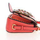 Miu Miu Madras Shoulder Bag Leather Orange Gold Auth 213292M-5