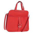 HERMES Arzan 31 Shoulder Bag Taurillon Clemence Red Silver Auth 213295SM-1