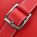 HERMES Arzan 31 Shoulder Bag Taurillon Clemence Red Silver Auth 213295SM-17