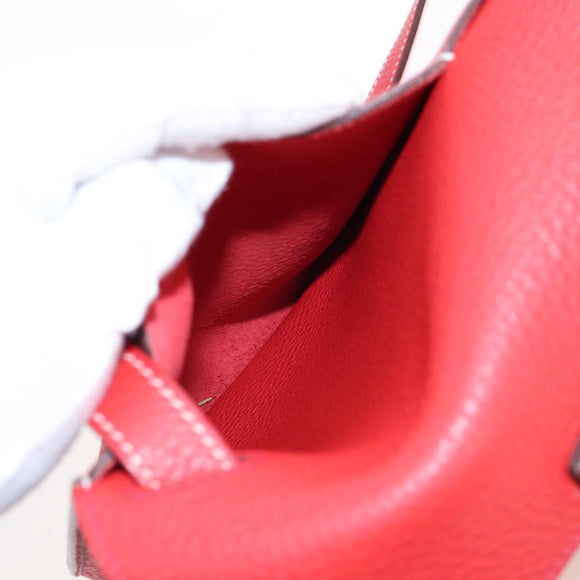 HERMES Arzan 31 Shoulder Bag Taurillon Clemence Red Silver Auth 213295SM