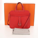 HERMES Arzan 31 Shoulder Bag Taurillon Clemence Red Silver Auth 213295SM-30