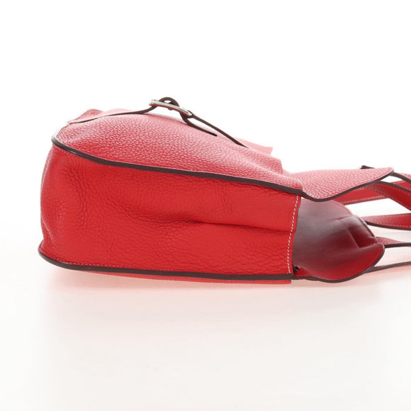 HERMES Arzan 31 Shoulder Bag Taurillon Clemence Red Silver Auth 213295SM