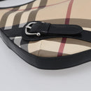 BURBERRY Nova Check Shoulder Bag PVC Beige Silver Auth 213298A-11
