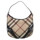 BURBERRY Nova Check Shoulder Bag PVC Beige Silver Auth 213298A-2