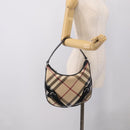 BURBERRY Nova Check Shoulder Bag PVC Beige Silver Auth 213298A-23