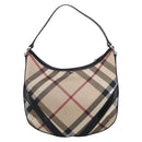 BURBERRY Nova Check Shoulder Bag PVC Beige Silver Auth 213298A-3