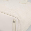 Christian Dior Canage Panarea Tote Bag Coated Canvas White Silver Auth 213306-11