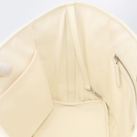 Christian Dior Canage Panarea Tote Bag Coated Canvas White Silver Auth 213306