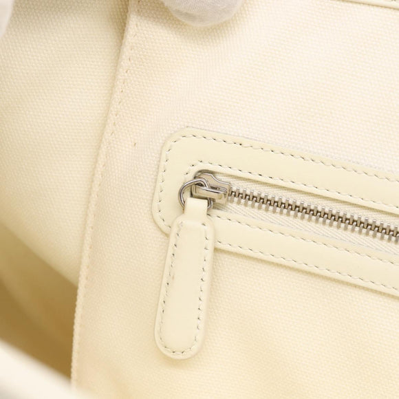 Christian Dior Canage Panarea Tote Bag Coated Canvas White Silver Auth 213306