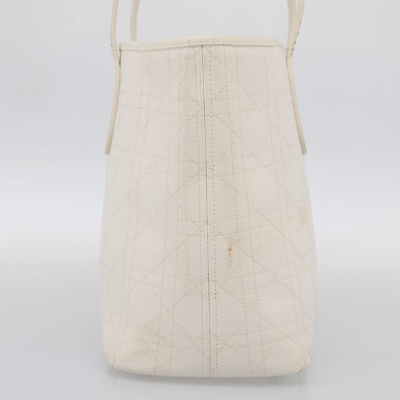 Christian Dior Canage Panarea Tote Bag Coated Canvas White Silver Auth 213306