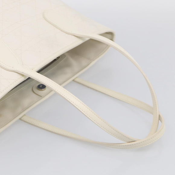 Christian Dior Canage Panarea Tote Bag Coated Canvas White Silver Auth 213306