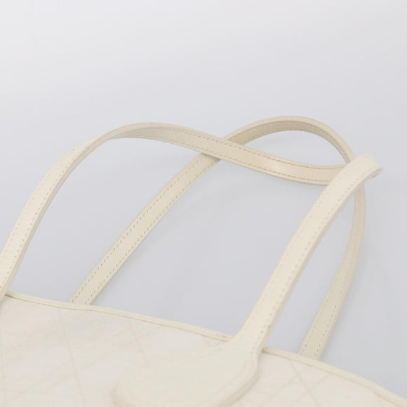 Christian Dior Canage Panarea Tote Bag Coated Canvas White Silver Auth 213306