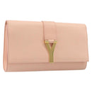 Saint Laurent Y Line Clutch Bag Leather Pink Gold 311213 Auth 213314-1