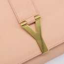 Saint Laurent Y Line Clutch Bag Leather Pink Gold 311213 Auth 213314-13