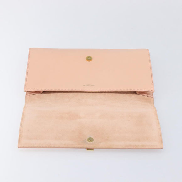 Saint Laurent Y Line Clutch Bag Leather Pink Gold 311213 Auth 213314