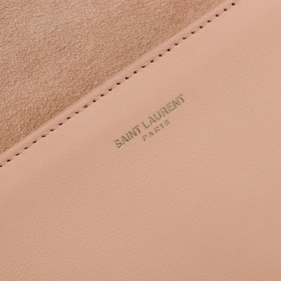Saint Laurent Y Line Clutch Bag Leather Pink Gold 311213 Auth 213314