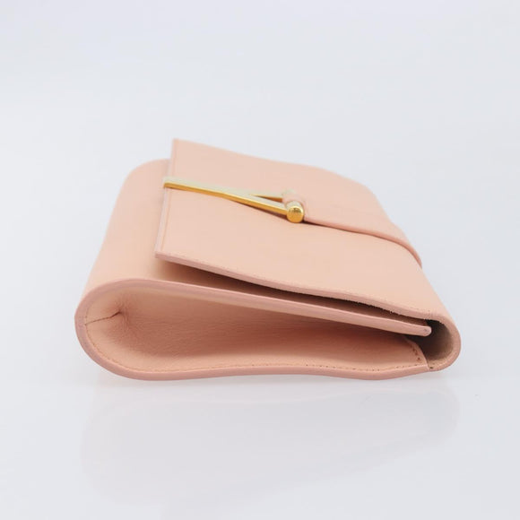 Saint Laurent Y Line Clutch Bag Leather Pink Gold 311213 Auth 213314