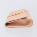Saint Laurent Y Line Clutch Bag Leather Pink Gold 311213 Auth 213314-5