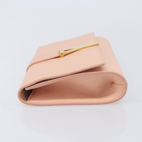 Saint Laurent Y Line Clutch Bag Leather Pink Gold 311213 Auth 213314
