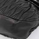 Miu Miu Matelasse Shoulder Bag Leather 2way Black Gold Auth 213318V-12