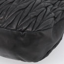 Miu Miu Matelasse Shoulder Bag Leather 2way Black Gold Auth 213318V-14