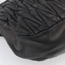Miu Miu Matelasse Shoulder Bag Leather 2way Black Gold Auth 213318V-15