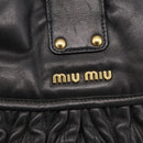 Miu Miu Matelasse Shoulder Bag Leather 2way Black Gold Auth 213318V-16