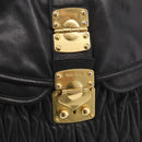 Miu Miu Matelasse Shoulder Bag Leather 2way Black Gold Auth 213318V-17