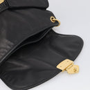 Miu Miu Matelasse Shoulder Bag Leather 2way Black Gold Auth 213318V-19