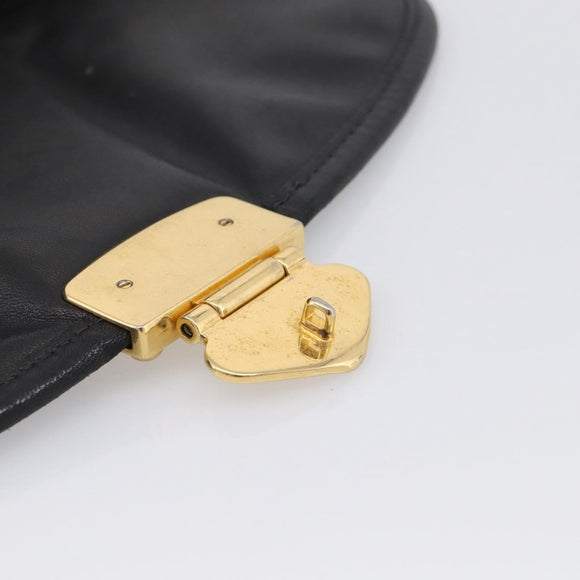 Miu Miu Matelasse Shoulder Bag Leather 2way Black Gold Auth 213318V