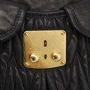 Miu Miu Matelasse Shoulder Bag Leather 2way Black Gold Auth 213318V-21