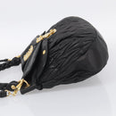 Miu Miu Matelasse Shoulder Bag Leather 2way Black Gold Auth 213318V-4