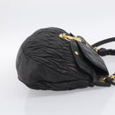 Miu Miu Matelasse Shoulder Bag Leather 2way Black Gold Auth 213318V-5