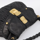 Miu Miu Matelasse Shoulder Bag Leather 2way Black Gold Auth 213318V-6