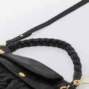 Miu Miu Matelasse Shoulder Bag Leather 2way Black Gold Auth 213318V-8