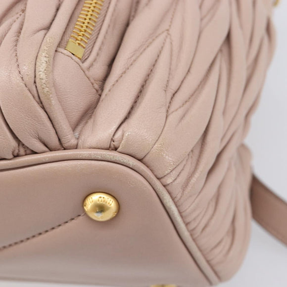 Miu Miu Matelasse Backpack Leather Pink Gold Auth 213319A