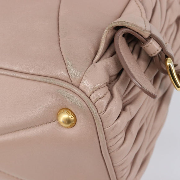 Miu Miu Matelasse Backpack Leather Pink Gold Auth 213319A