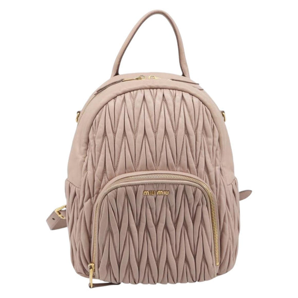 Miu Miu Matelasse Backpack Leather Pink Gold Auth 213319A
